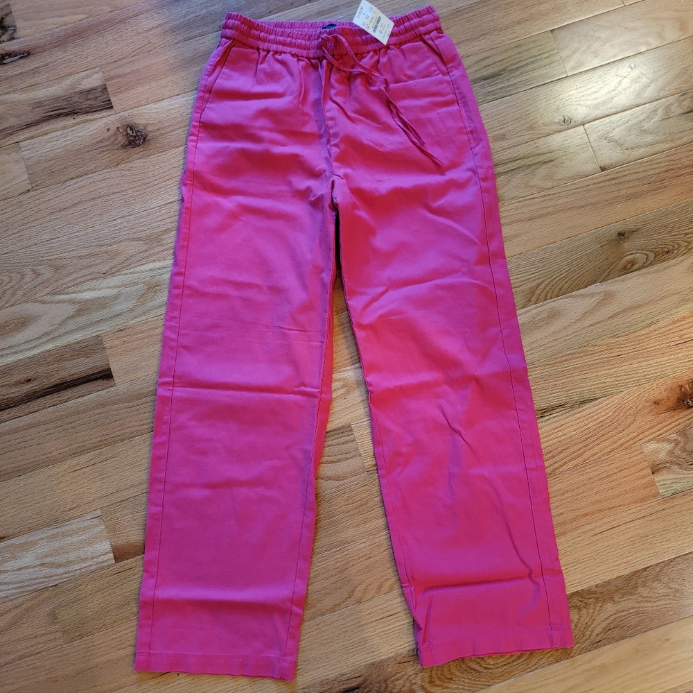 J. Crew Hot Pink Linen And Cotton Pants Size 2
